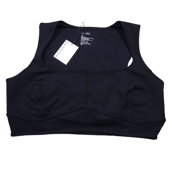 Bandier Le Ore Andria Black Mesh Panel Scoop Neck Sports Bra Women's 1X Revolve - Picture 2 of 6